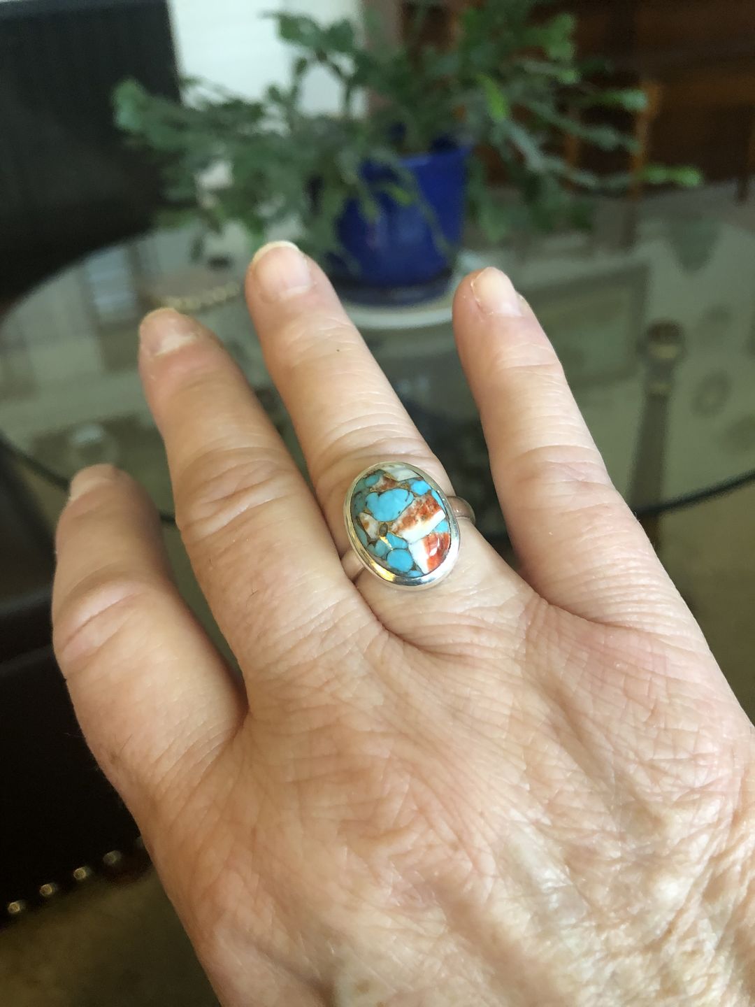 Customer photo review of Oyster Copper Turquoise Ring Sterling Silver