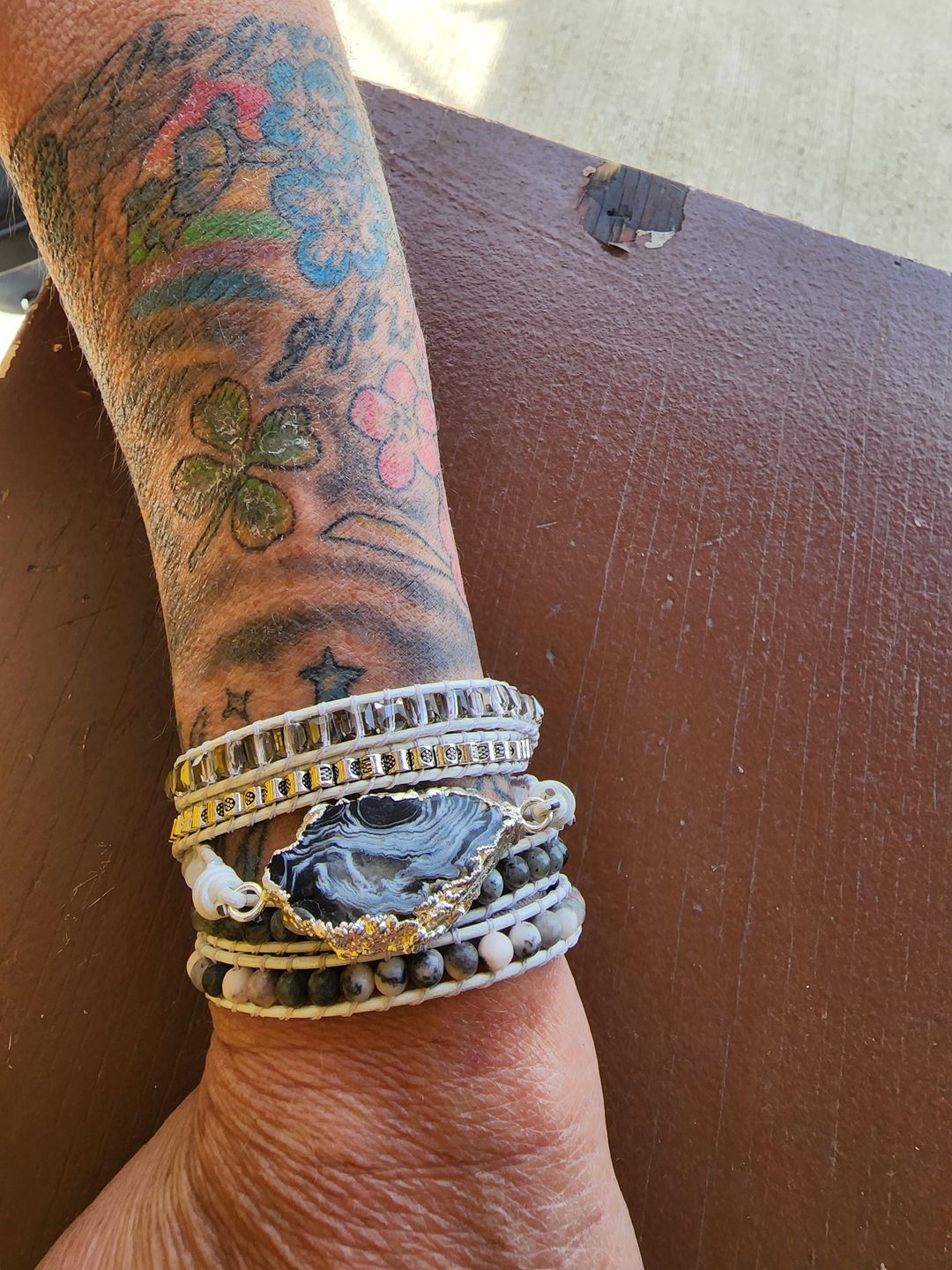Customer photo review of Magical White Labradorite & Druzy Bracelet