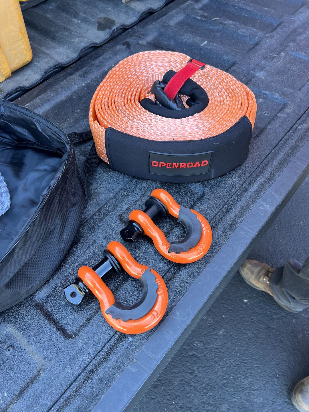 Customer photo review of OPENROAD Nylon Heavy Duty Tow Strap Recovery Strap 3" x 30 ft (30,000 lbs) Snatch Strap,  Storage Bag