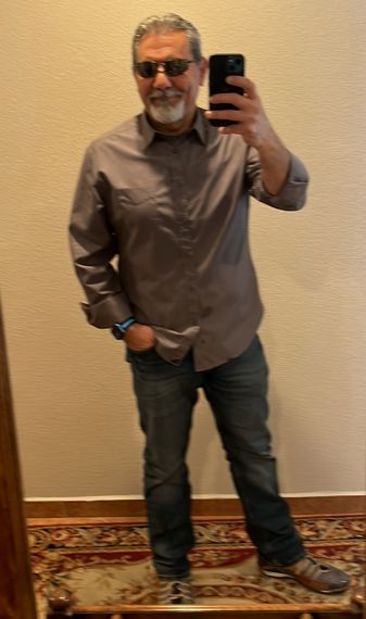 Customer photo review of Men's GrandPrix Sneaker in Beach Club (Faded Navy and Brown)