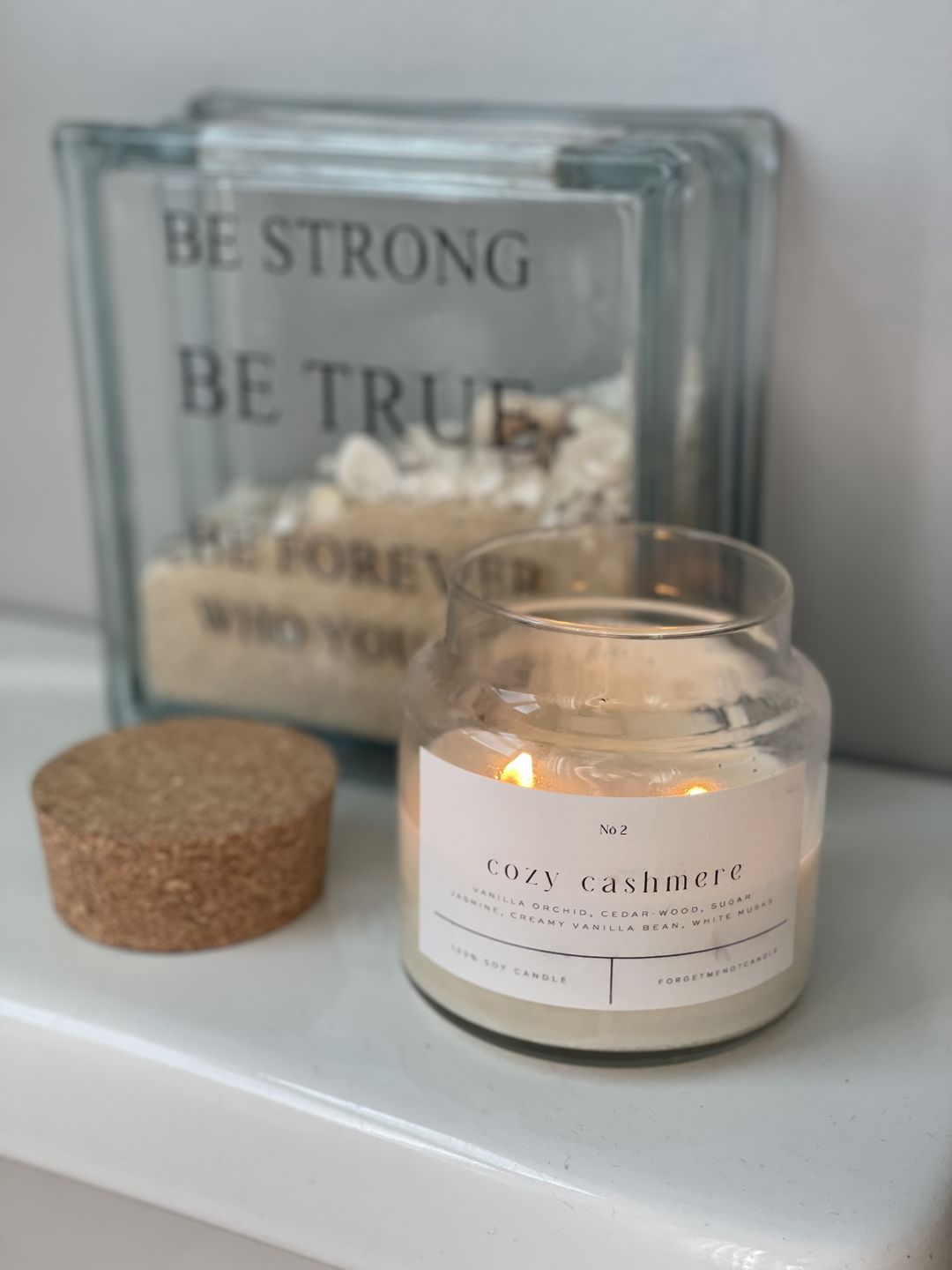 Customer photo review of Cozy Cashmere 22 oz Glass Candle