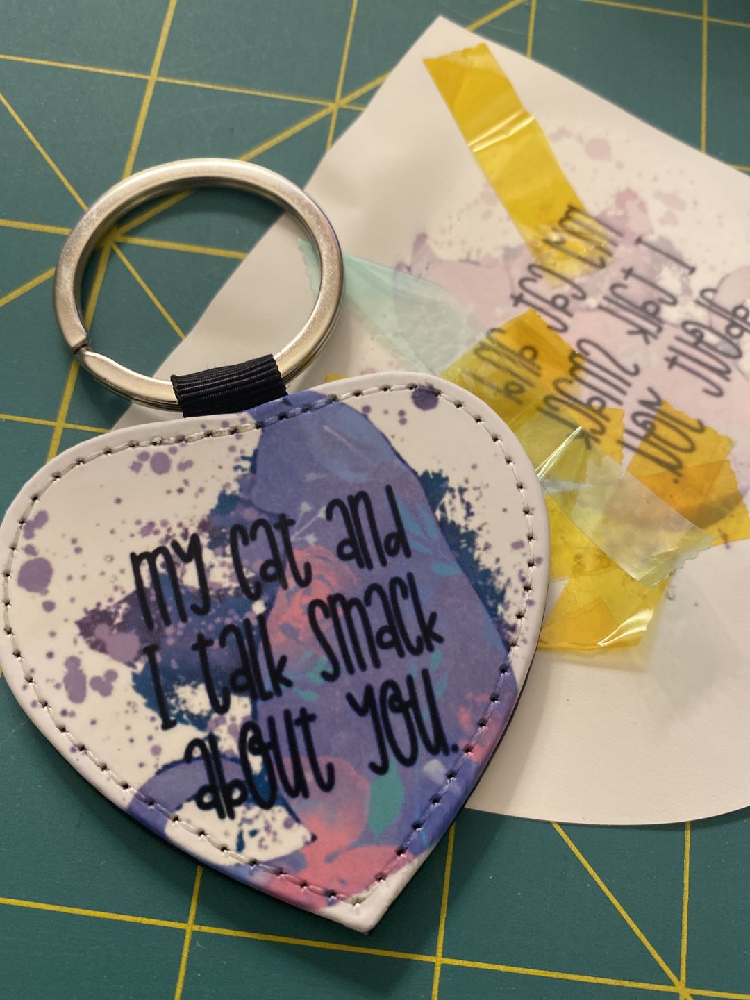 Customer photo review of Single-Sided Faux Leather Keychain Sublimation Blank