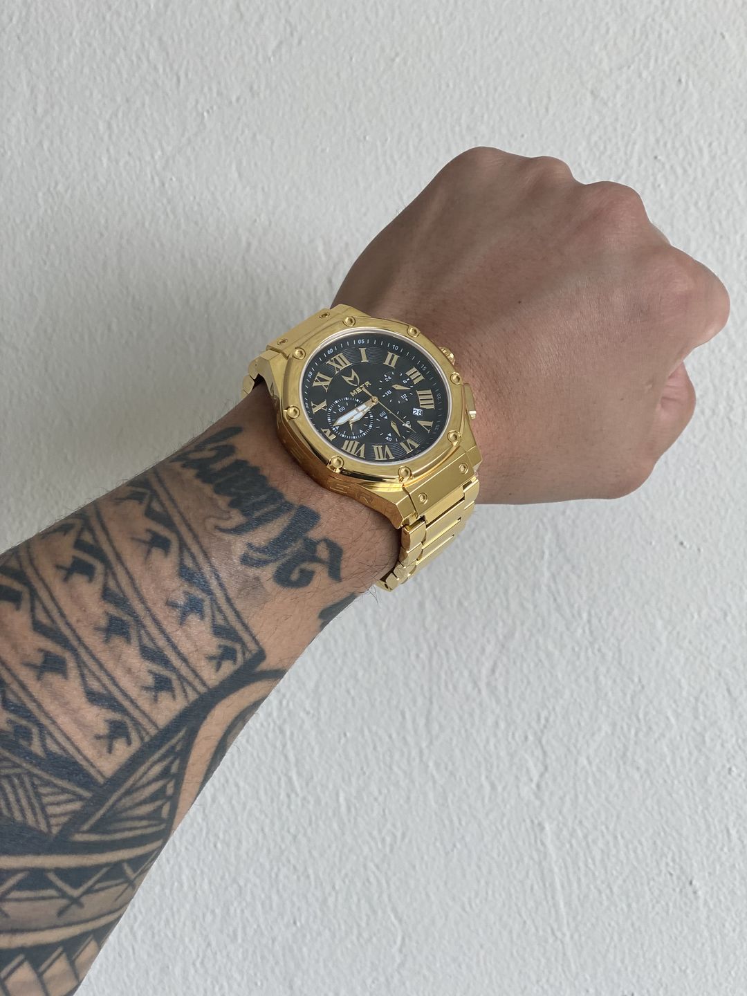 Customer photo review of AM1001SS - AMBASSADOR POLISHED 18K GOLD / BLACK / SS BAND
