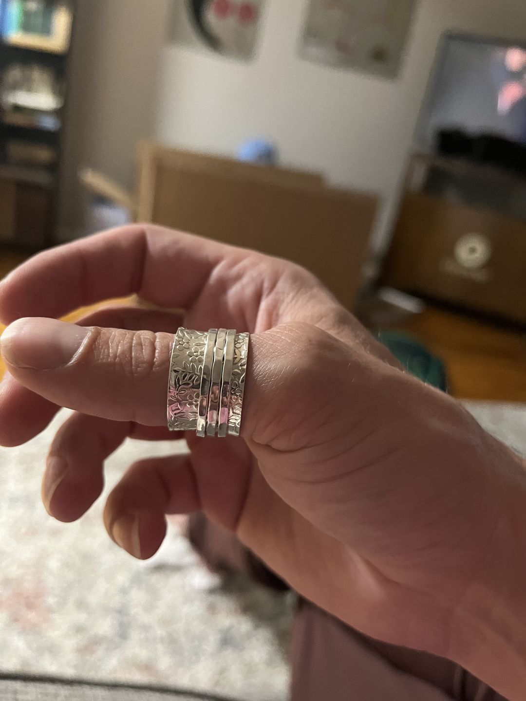 Customer photo review of Sterling Silver Flowers Meditation Ring