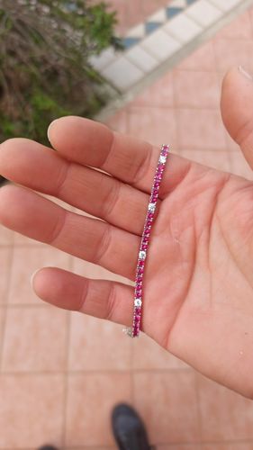 Customer photo review of Bracciale Tennis zirconi Fucsia ed un Bianco 3mm