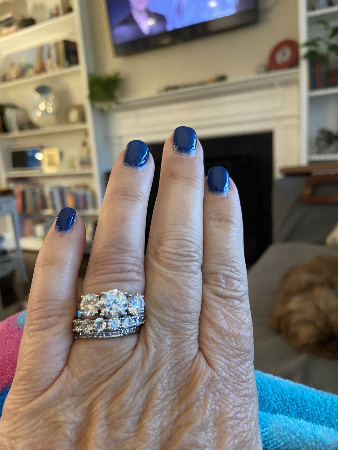Customer photo review of Classic Three Stone Round Cut Moissanite Sterling Silver Wedding Ring