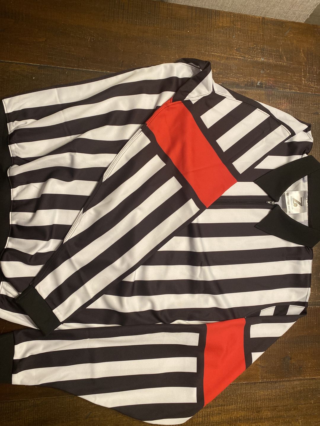 Customer photo review of ZEBRASCLUB ZR1 HOCKEY REFEREE JERSEY w/ ORANGE or RED ARMBANDS
