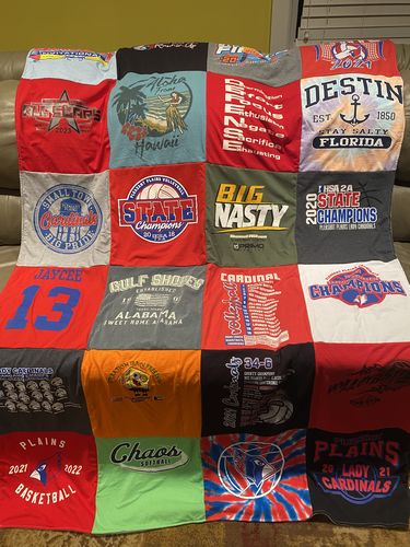 T-shirt quilt featuring plains lady cardinals basketball team by Lauri from IL
