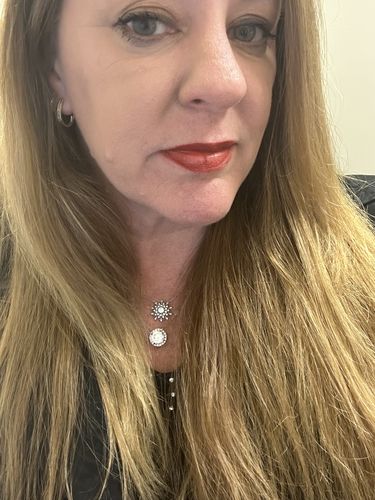 Customer photo review of Flower CZ Pendant Necklace in Sterling Silver
