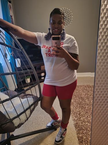 Customer photo review of Dope Sneakers and T-Shirt (White/Red Print)