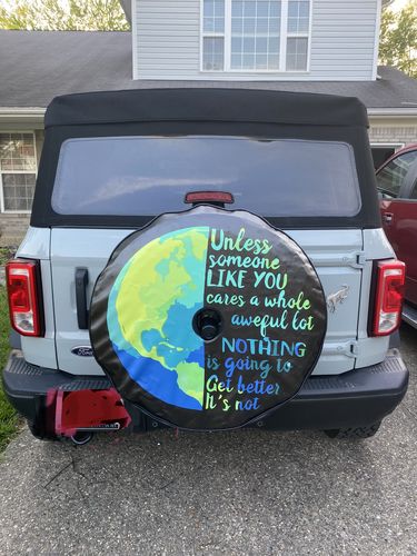 Customer photo review of Custom Spare Tire Cover for Jeep, RV, Bronco Camper, Trailer, & More