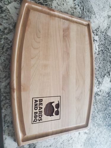 Customer photo review of Personalized Arched Wood BBQ Cutting Board 9" x 12"