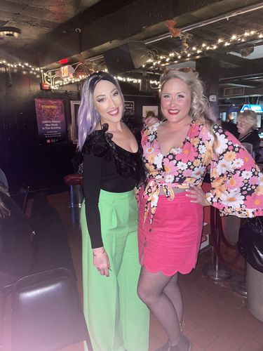 Customer photo review of Mod Floral Bell Sleeve Cropped Tie-Waist Top