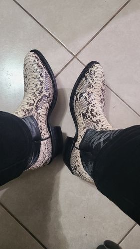 Customer photo review of Cowtown Men’s Back Cut Python Exotic Boots W808