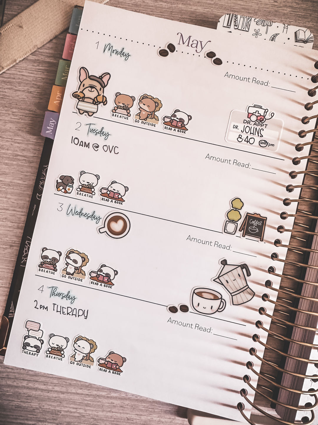 Customer photo review of Self-Care Bear - Therapy Planner Stickers