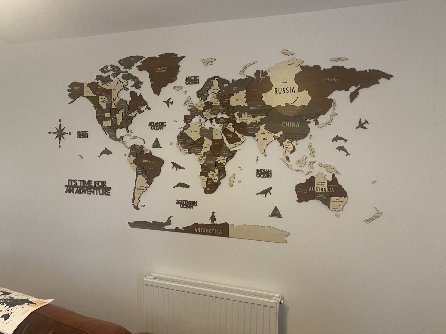 Customer photo review of 3D Wooden Multilayered World Map with States and Capitals v2