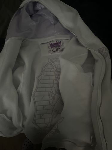 Customer photo review of Praying Rabbit Hoodie (White/Lavender)