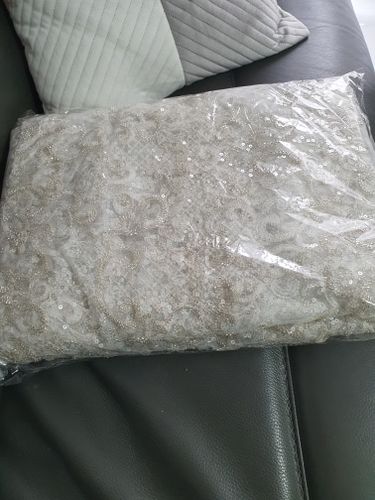 Customer photo review of 5 YARDS / Juliette METALLIC Silver Beige Beaded Sequin Embroidery Glitter Tulle Mesh LaceParty Prom Bridal Dress Fabric