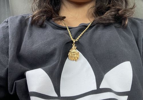 Customer photo review of Gold Stainless Steel Wolf Necklace