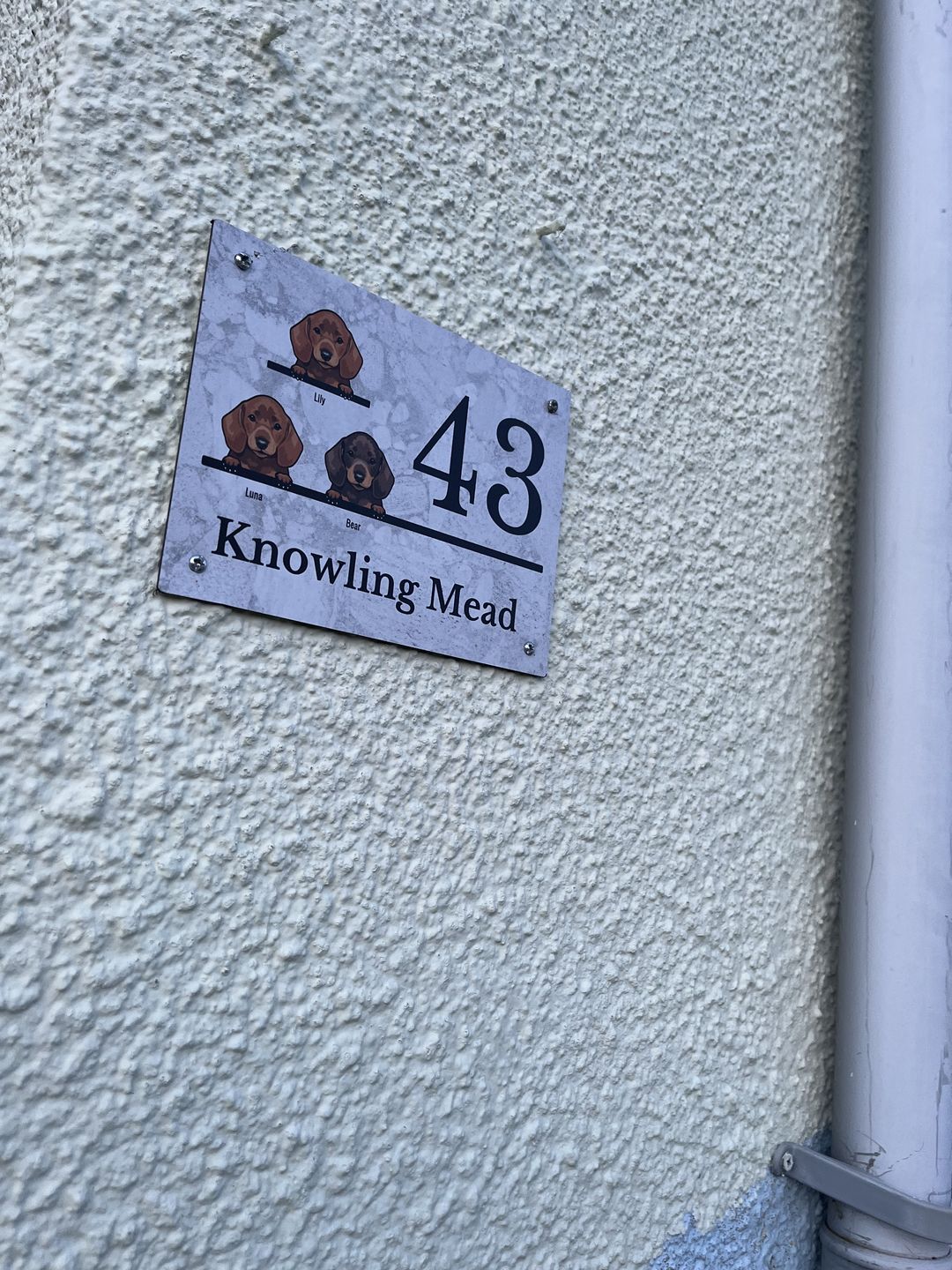Customer photo review of House number marble look - Personalised door sign