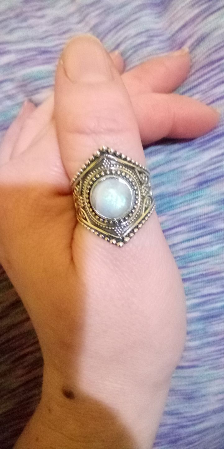 Customer photo review of Sterling Silver Boho Ring with Moonstone