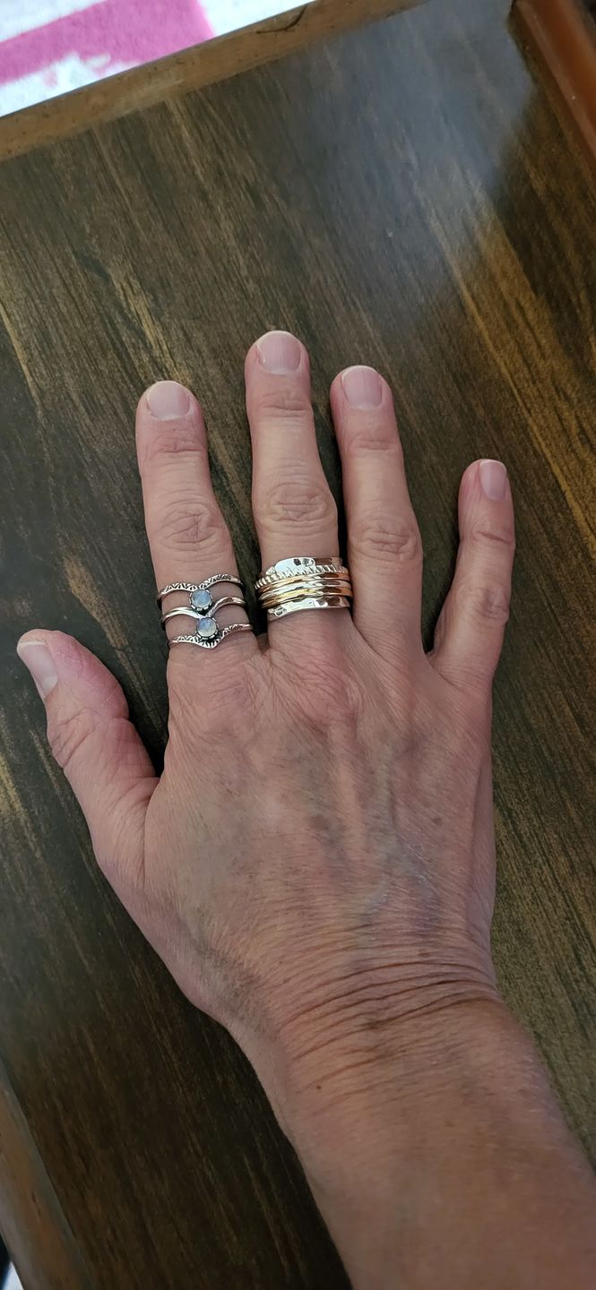 Customer photo review of Triple Chevron Boho Ring with Moonstone Sterling Silver