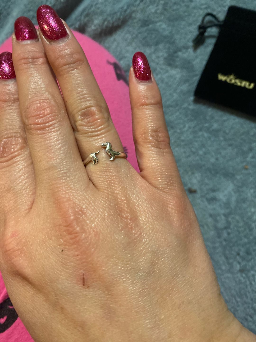Customer photo review of Sterling Silver Dachshund Ring