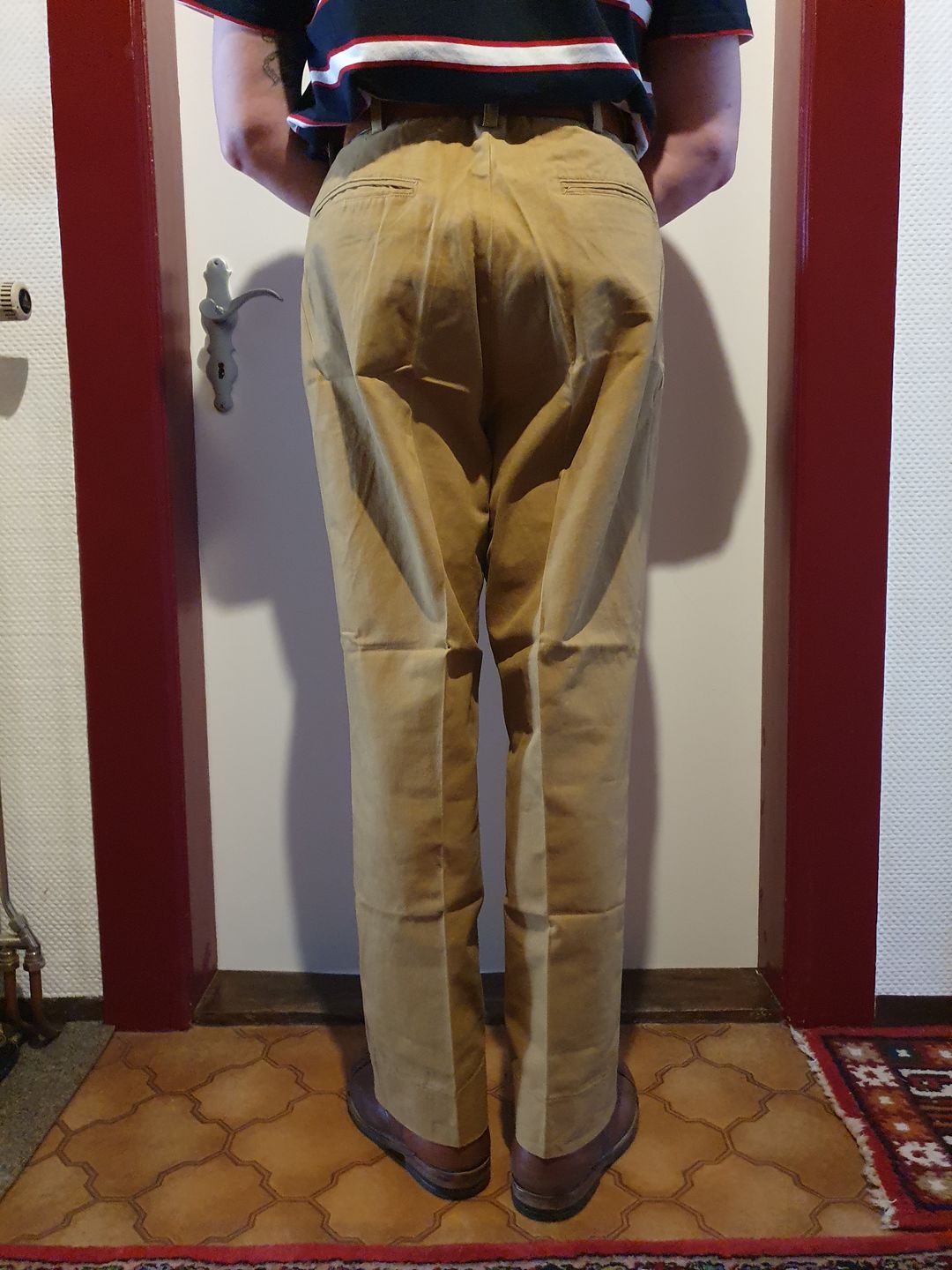 Customer photo review of 1930s IVY Style Double Pleated Chino Trousers - Yellow
