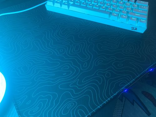 Customer photo review of Mountain Black | Deskmat