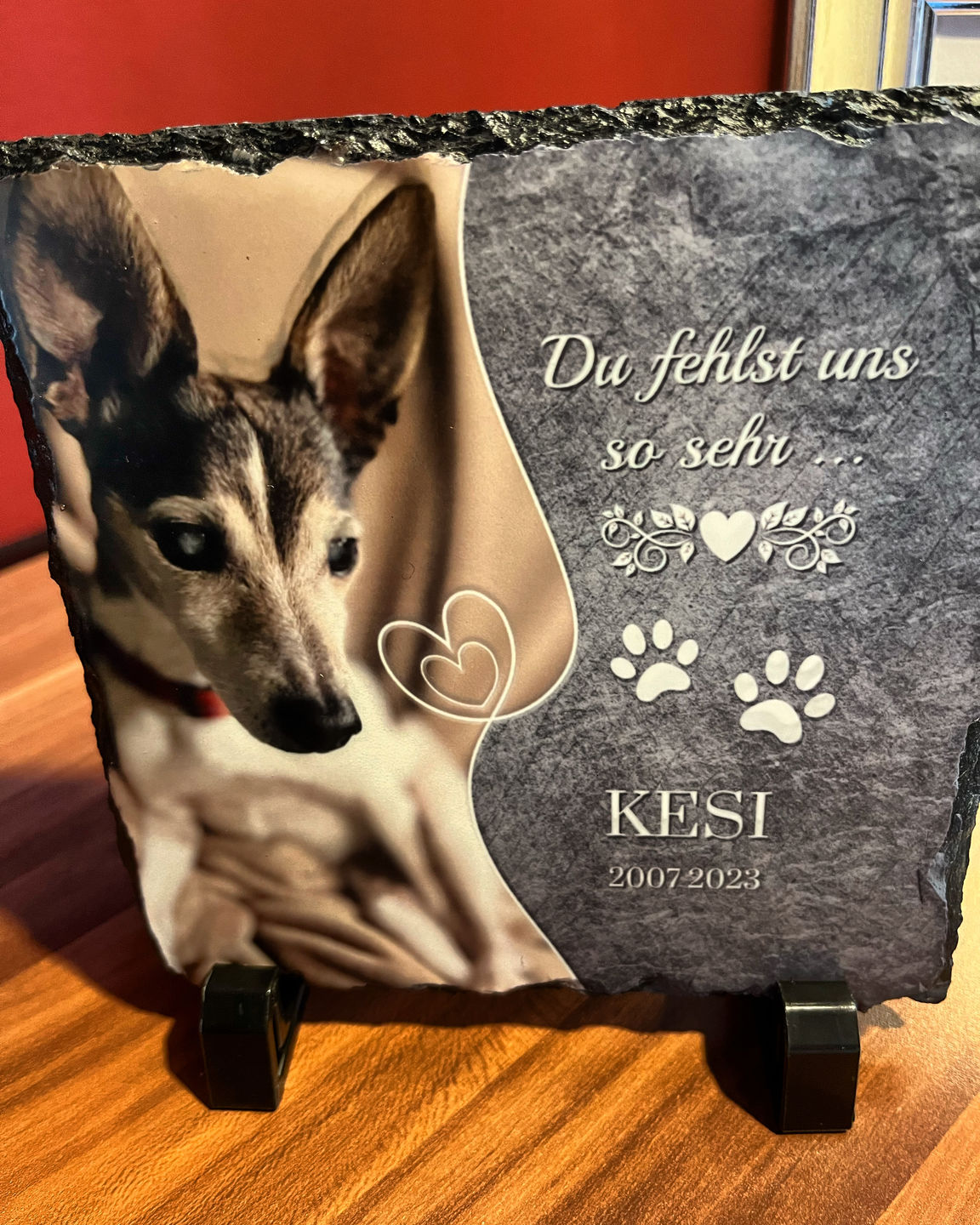 Customer photo review of Du fehlst uns - Individuelle Schieferplatte