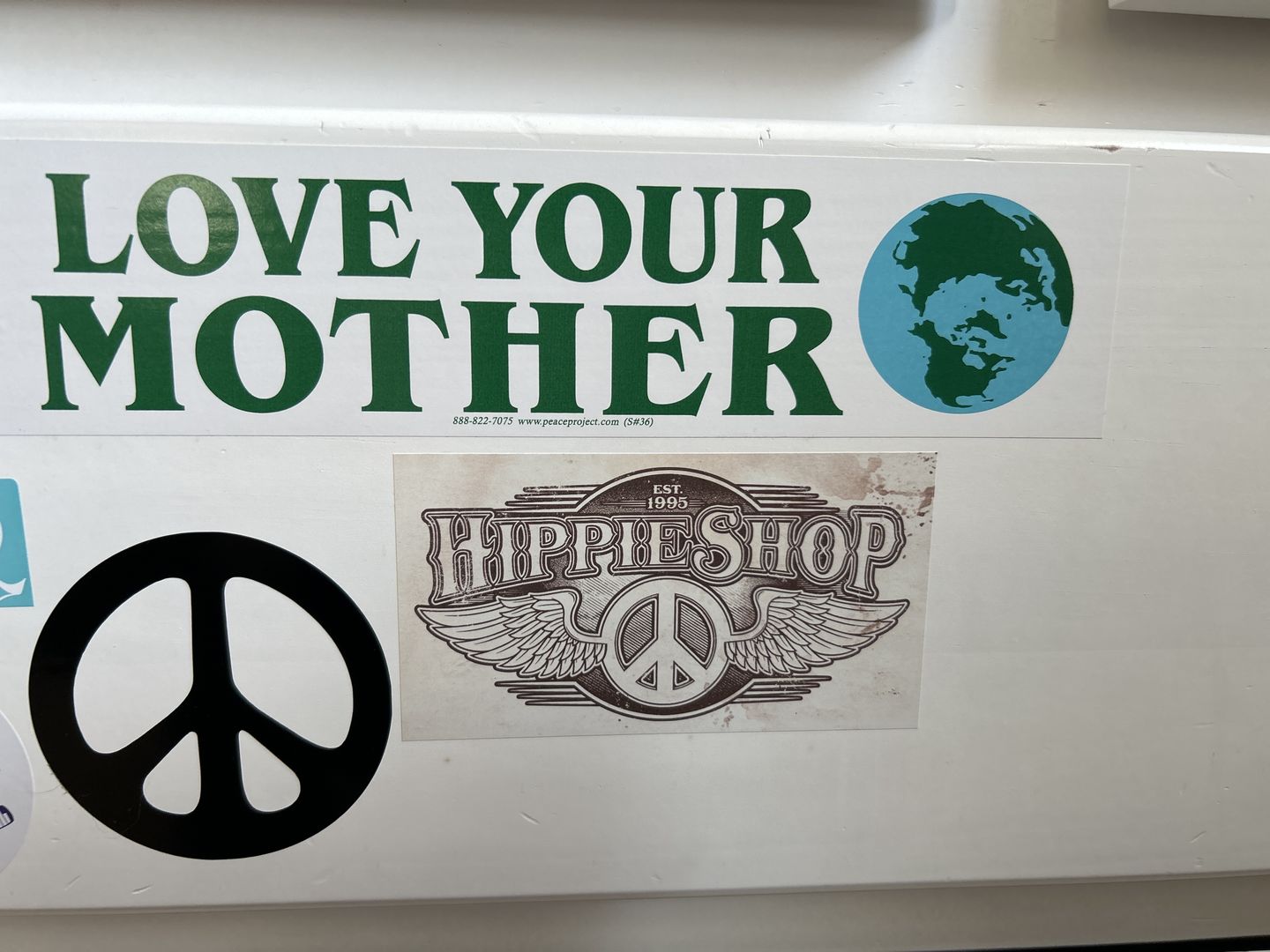 Customer photo review of Love Your Mother Bumper Sticker