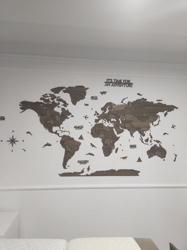 Customer photo review of 3D Wooden Multilayered World Map with States and Capitals v2