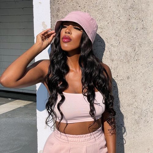 Customer photo review of Luvwin Thick 180% Density Wavy Lace Front Wigs Human Hair HD Lace