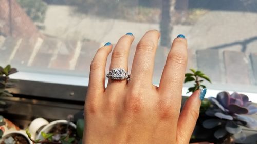 Customer photo review of Halo 3-Stone 1.2ct Princess CZ Ring in Sterling Silver