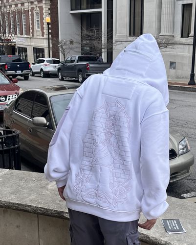 Customer photo review of Praying Rabbit Hoodie (White/Lavender)