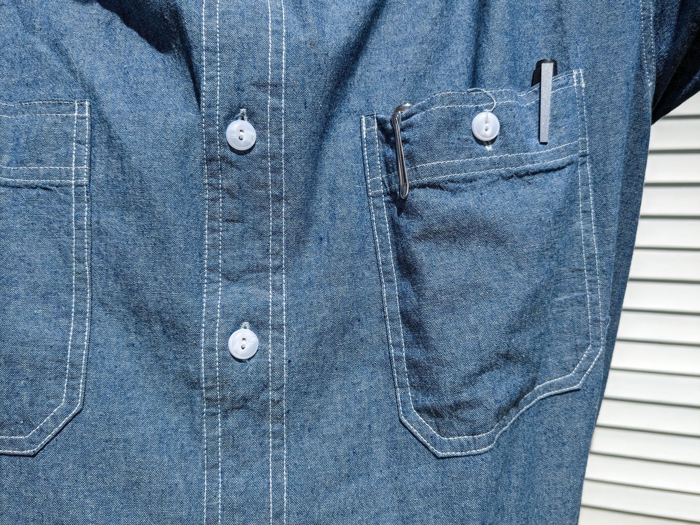 Customer photo review of Chambray Short Sleeve Work Shirt