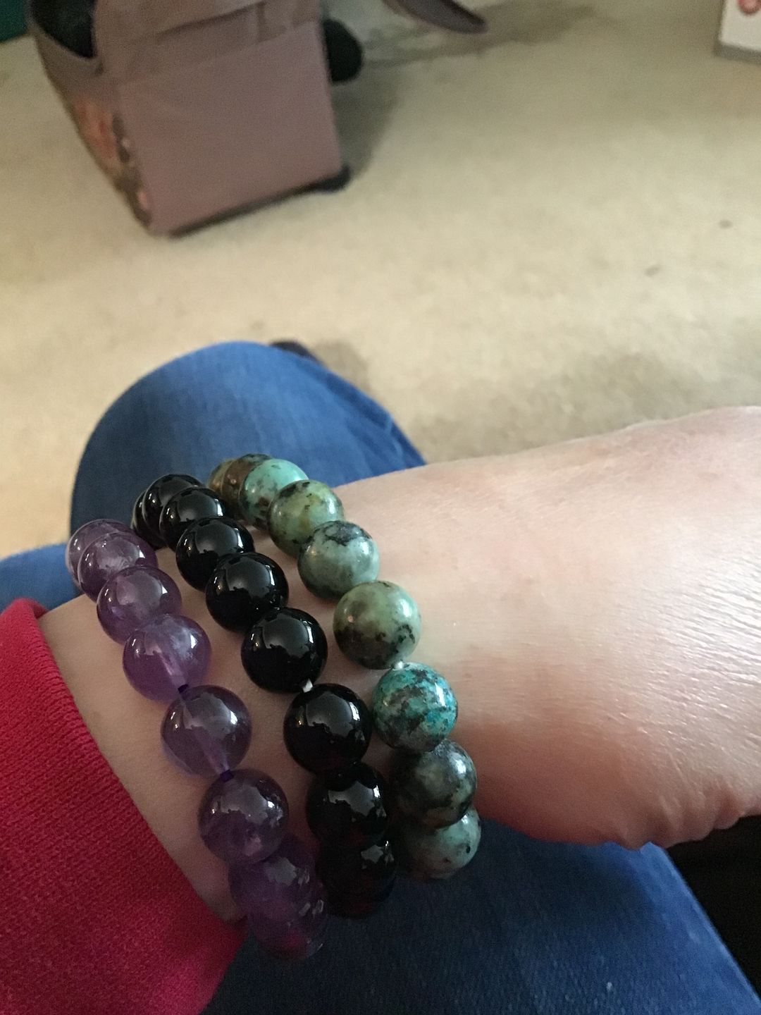 Customer photo review of Bracelets to Avoid Bad Dreams -  Amethyst, Turquoise, Onyx