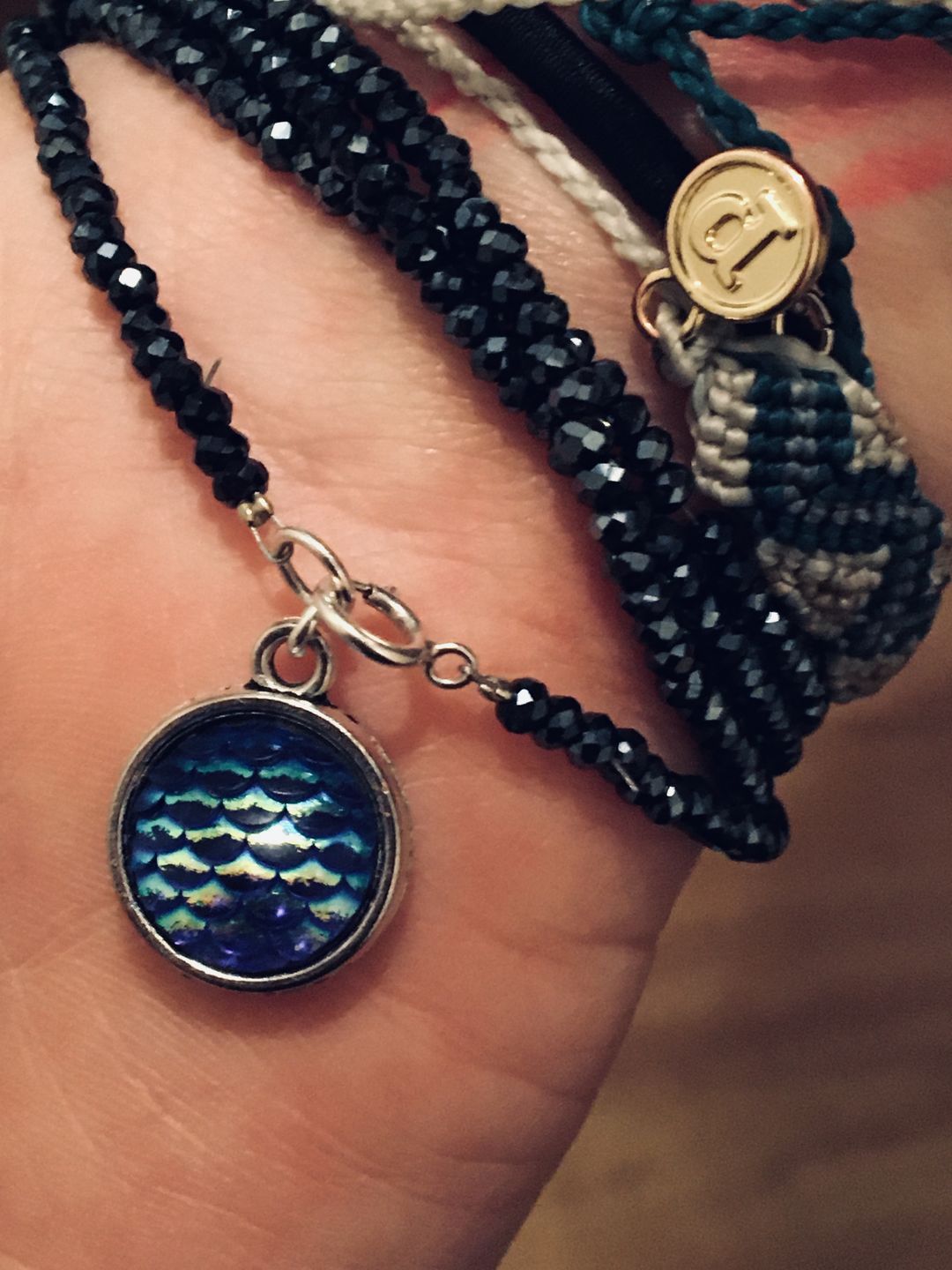 Customer photo review of Be a Mermaid and Make Waves - Ocean Lovers Wrap Bracelet with Fish Scale Druzy Cabochon