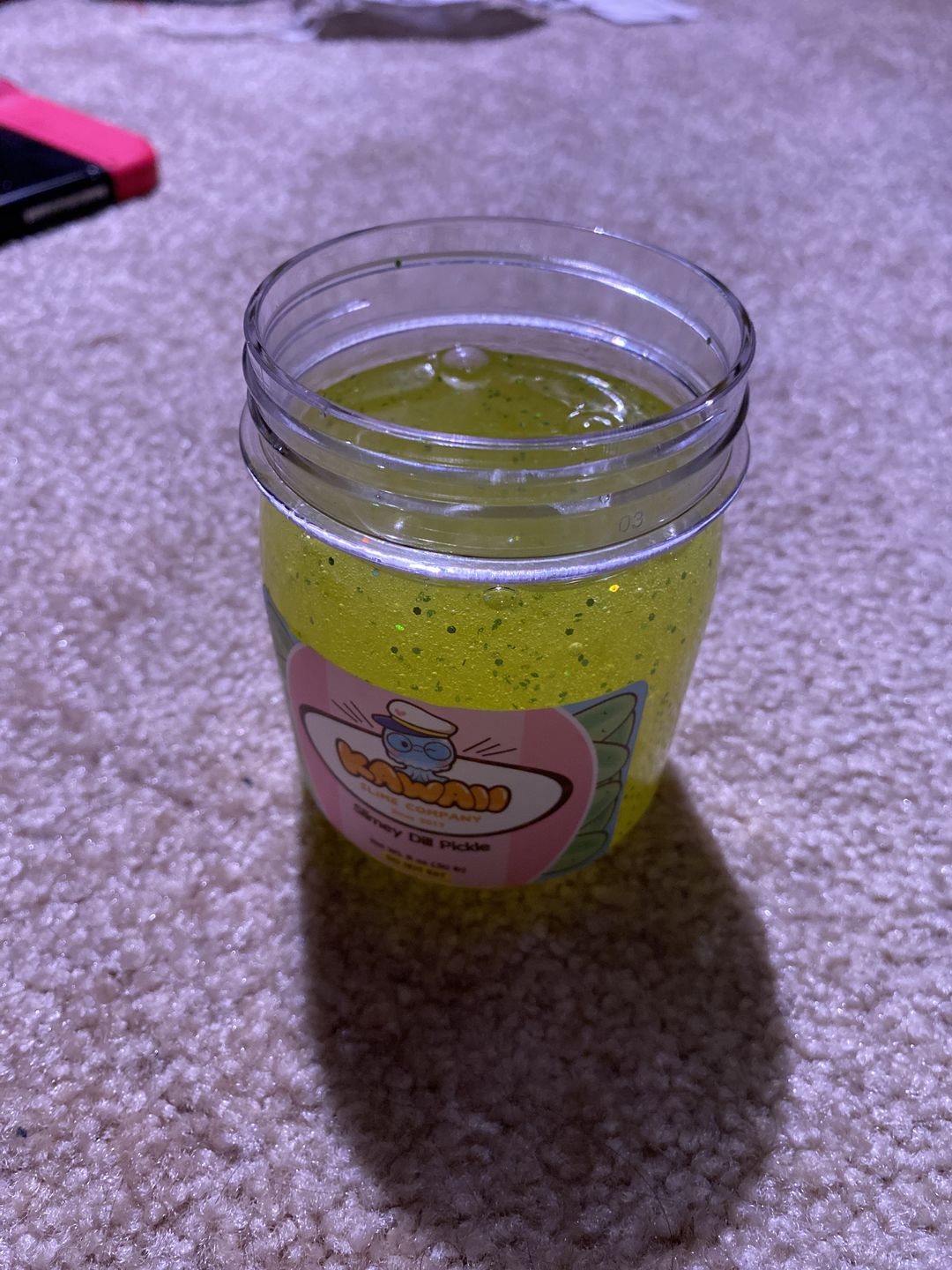 Customer photo review of Shimmery Pickle Clear Slime