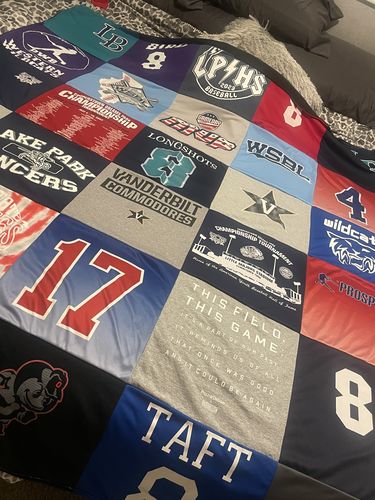 T-shirt quilt featuring lake park high school, vanderbilt university baseball by jenna from IL