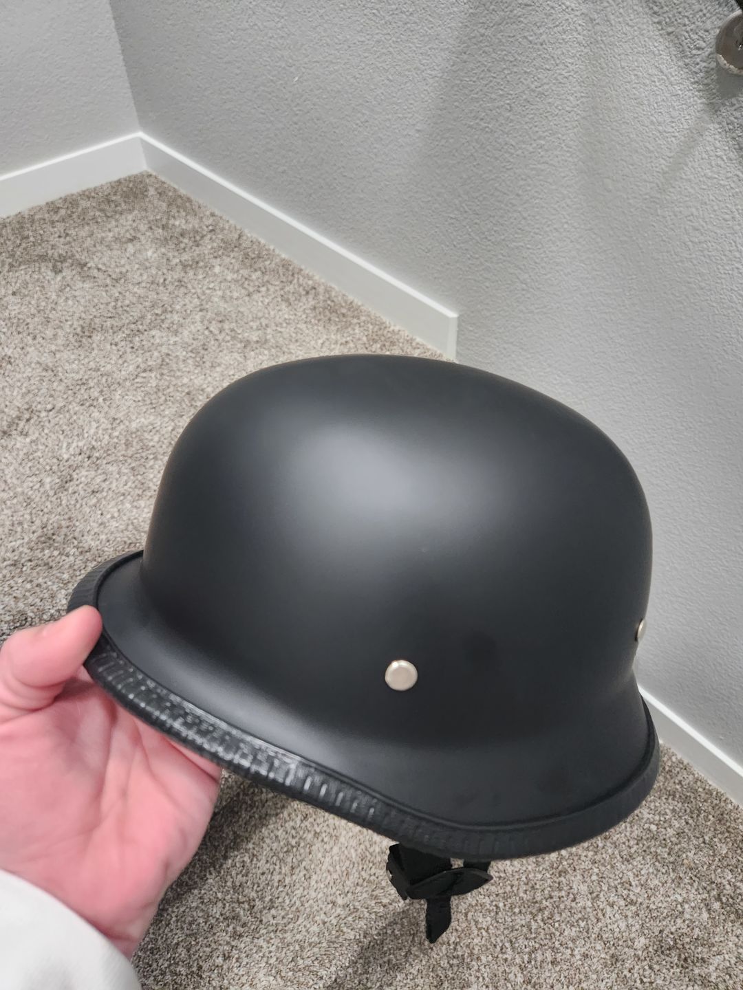 Customer photo review of Mayan Style Half Helmet - Matte Black