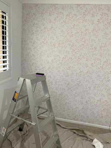 Customer photo review of Sweet Leaves In Dusty Pink Wallpaper