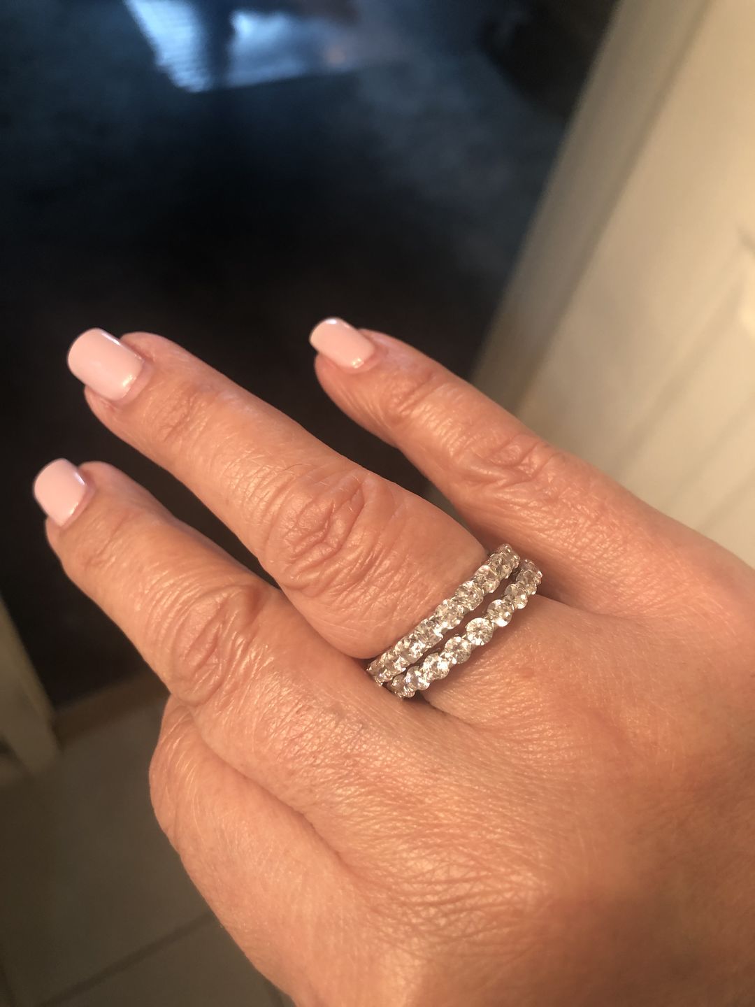 Customer photo review of Louily Fashion Eternity Round Cut 1.5 Ct Wedding Band In Sterling Silver