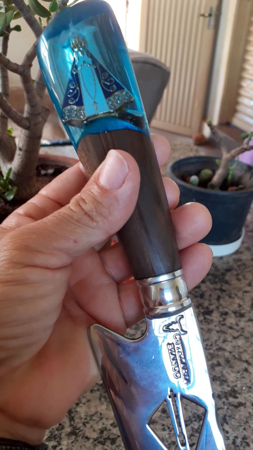 Customer photo review of Faca Artesanal Modelo Pescador - Cabo personalizado