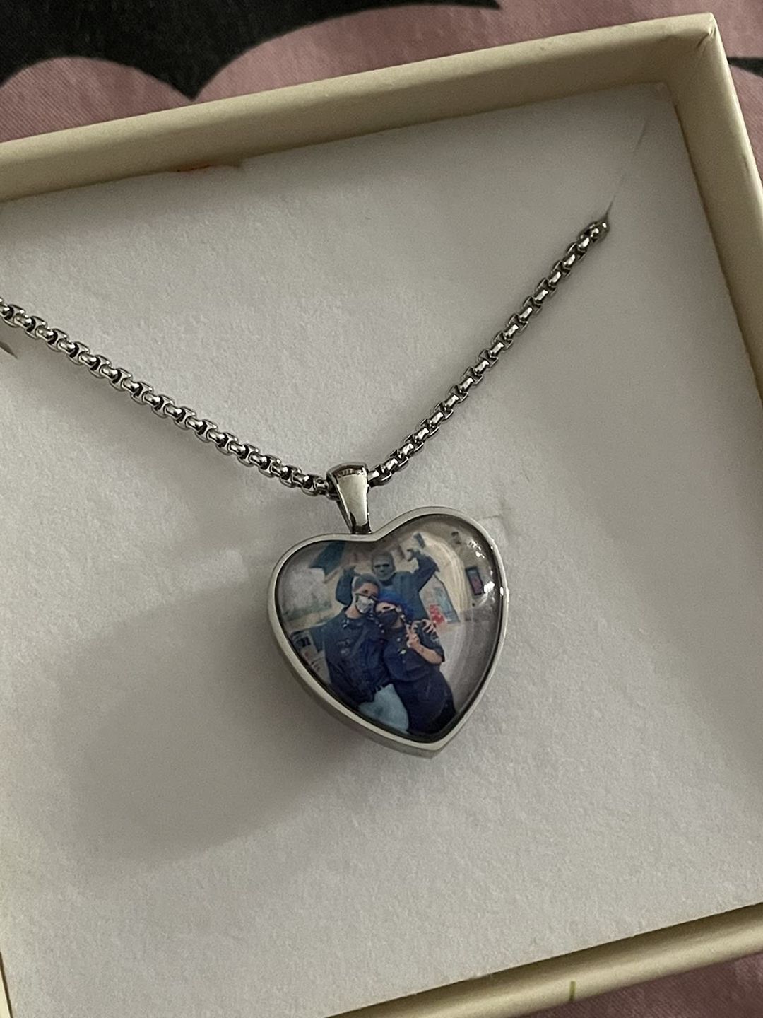Customer photo review of Personalized Photo Necklace Custom Image Heart Shape Picture Necklace
