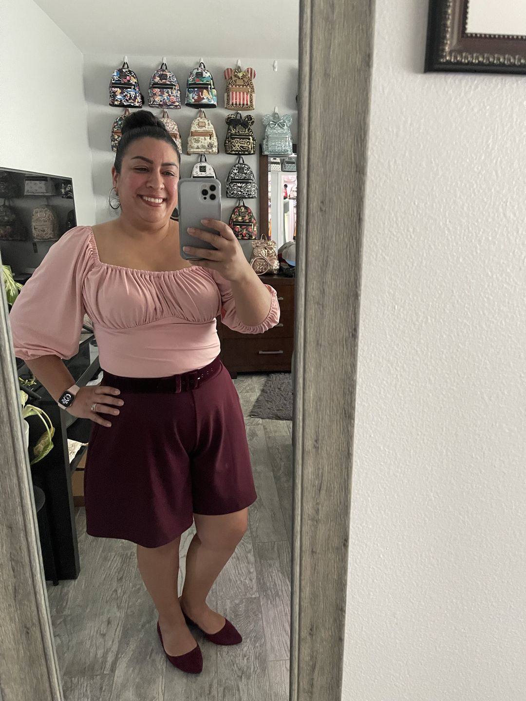 Customer photo review of Black Widow Tap Shorts in Oxblood