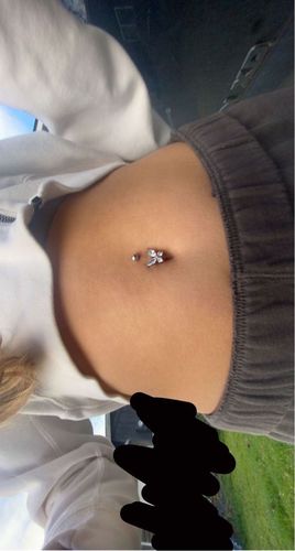 Customer photo review of Diamond Butterfly Belly Ring