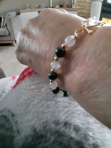 Customer photo review of Bracelet Anti-Douleurs en Malachite et Pierre de Lune | Or fin