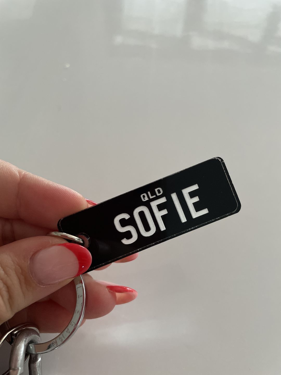 Customer photo review of QLD Classic Licence Plate Custom Keychain