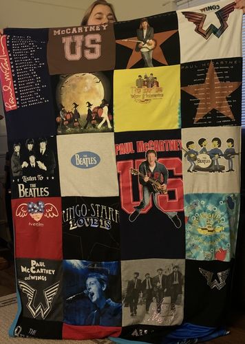 T-shirt quilt with music, rock themes by Kim from IL